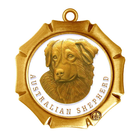 Australian Shepherd Dog Id Tag Antique Gold Finish - Tags4Tails
