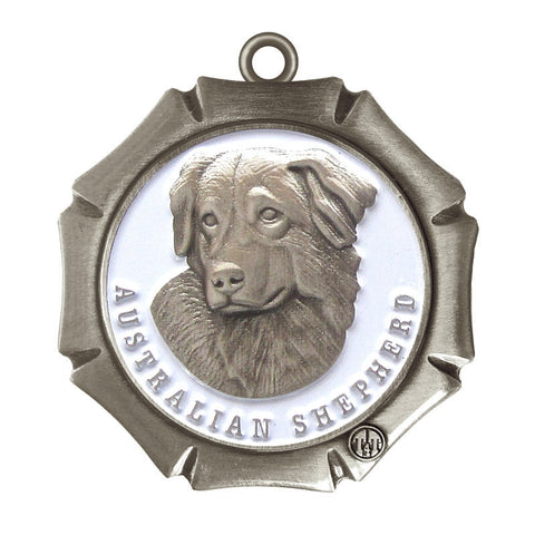 Australian Shepherd Dog Id Tag Antique Silver Finish - Tags4Tails