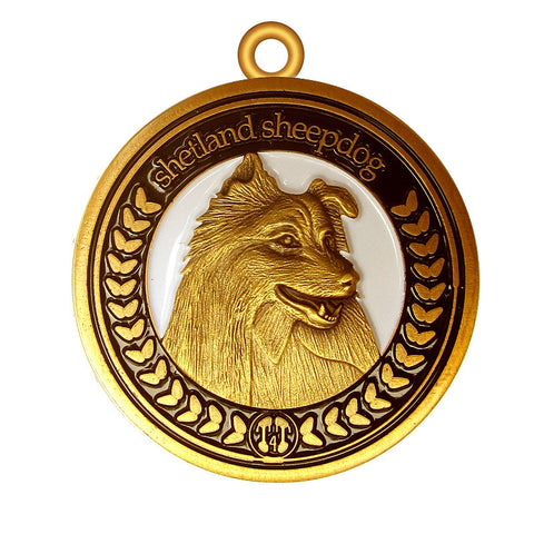 Shetland Sheepdog Dog Id Tag Antique Gold Finish - Tags4Tails