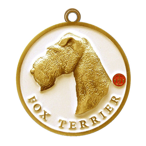 Fox Terrier Dog Id Tag Antique Gold Finish - Tags4Tails
