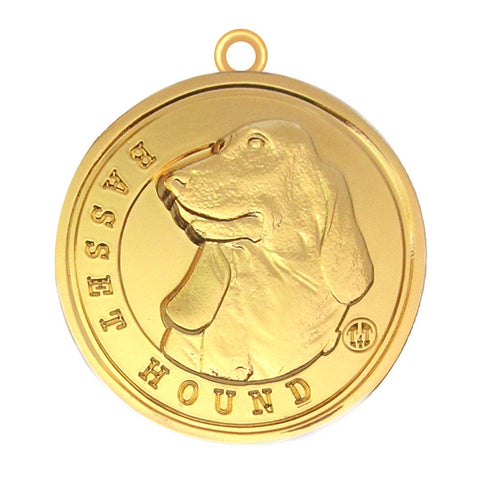 Basset Hound Dog Id Tag Gold Finish - Tags4Tails