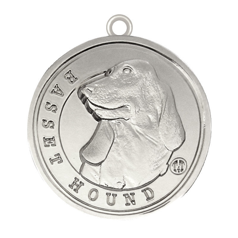 Basset Hound Dog Id Tag Silver Finish - Tags4Tails