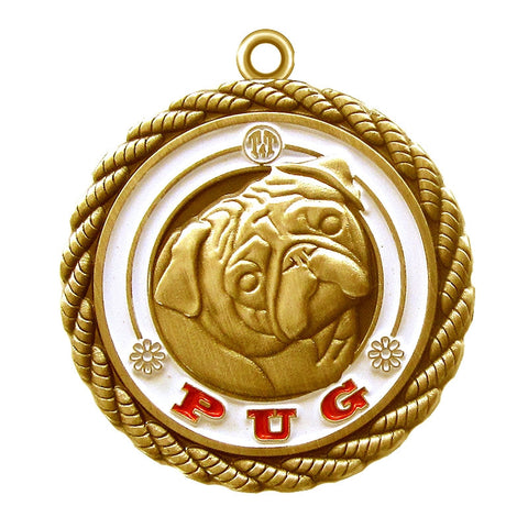 Pug Dog Id Tag Antique Gold Finish - Tags4Tails