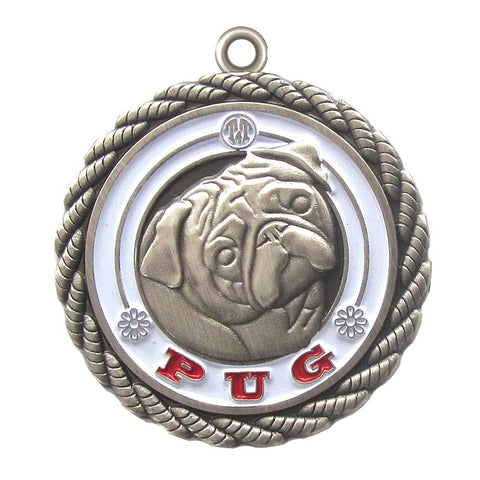 Pug Dog Id Tag Antique Silver Finish - Tags4Tails