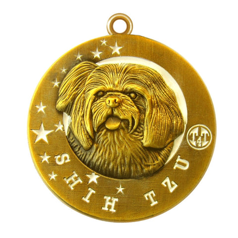 Shih Tzu Dog Id Tag Antique Gold Finish - Tags4Tails