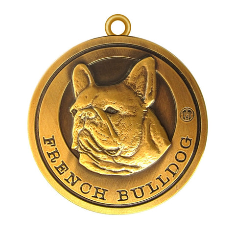French Bulldog Antique Gold Finish Dog Id Tag - Tags4Tails