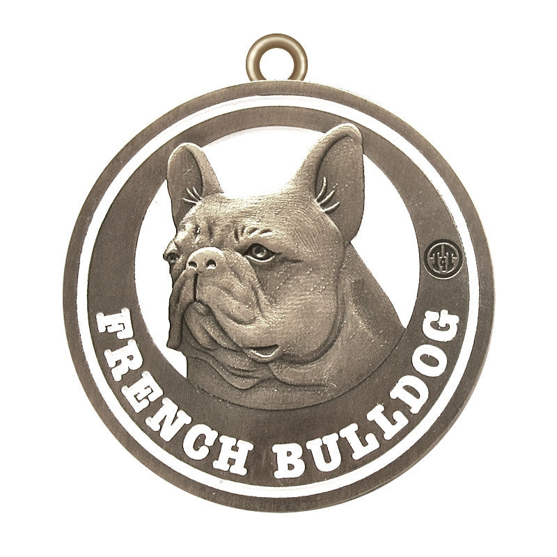 French Bulldog Antique Silver Finish Dog Id Tag - Tags4Tails