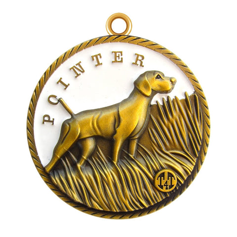 Pointer Dog Id Tag Antique Gold Finish - Tags4Tails