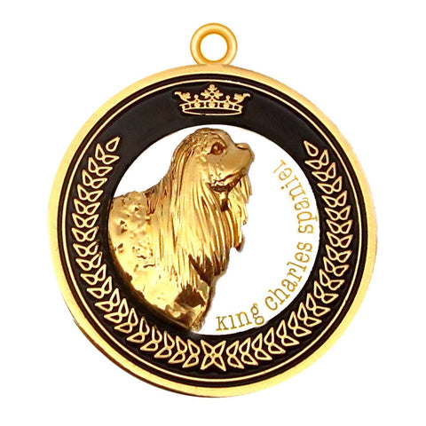King Charles Spaniel Dog Id Tag Gold Finish - Tags4Tails