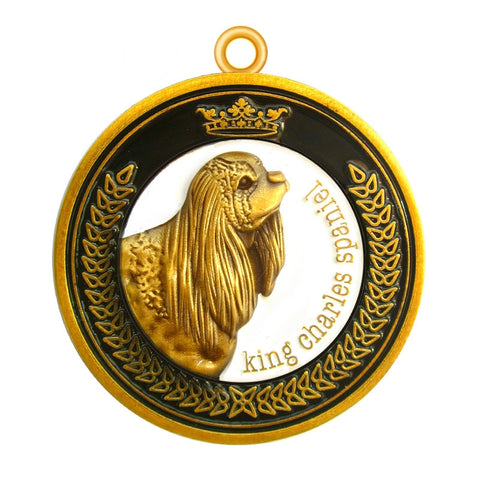 King Charles Spaniel Dog Id Tag Antique Gold Finish - Tags4Tails