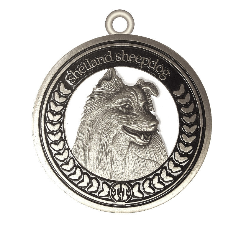 Shetland Sheepdog Id Tag Dog Id Tag Antique Silver Finish - Tags4Tails