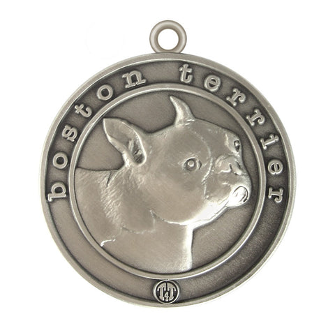 Boston Terrier Dog Id Tag Antique Silver Finish - Tags4Tails