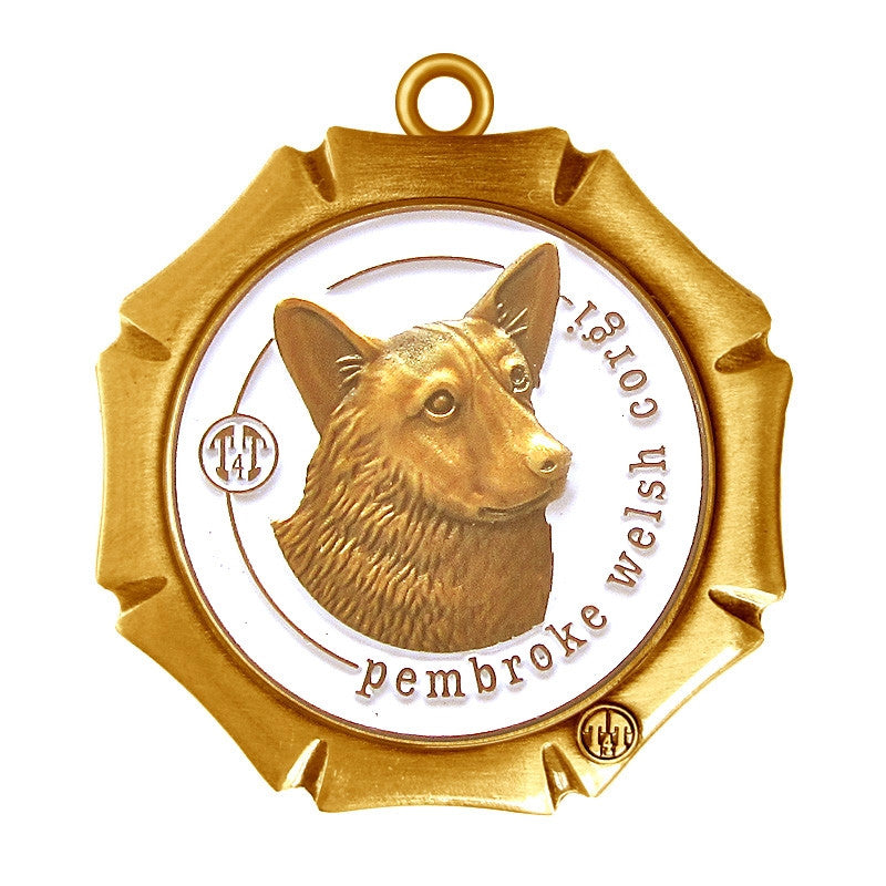 Pembroke Welsh Corgi Dog Id Tag Antique Gold Finish - Tags4Tails