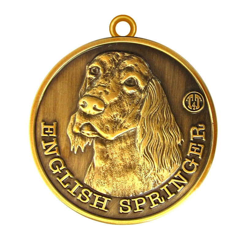 English Springer Dog Id Tag Antique Gold Finish - Tags4Tails