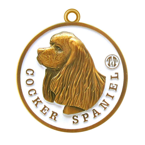 Cocker Spaniel dog Id Tag Antique Gold Finish - Tags4Tails