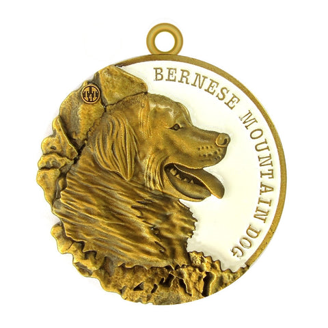 Bernese Mountain Dog Dog Id Tag Antique Gold Finish - Tags4Tails