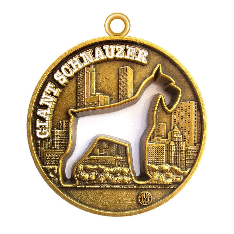 Giant Schnauzer Dog Id Tag Antique Gold Finish - Tags4Tails