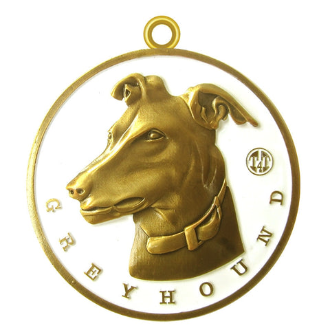 Greyhound Dog Id Tag Antique Gold Finish - Tags4Tails
