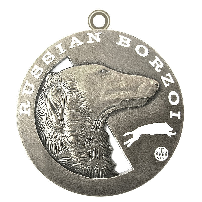 Russian Borzoi Dog Id Tag Antique Silver Finish - Tags4Tails