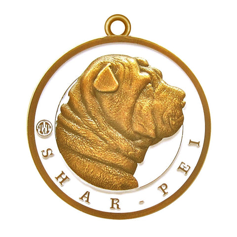 Shar-Pei Dog Id Tag Antique Gold Finish - Tags4Tails