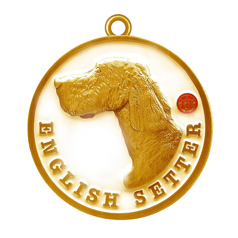 English Setter Dog Id Tag Antique Gold Finish - Tags4Tails