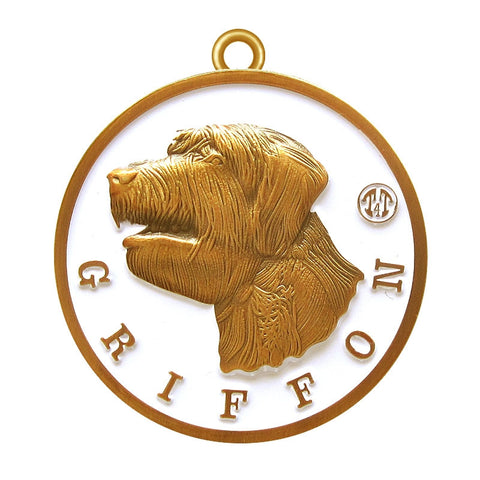 Griffon Dog Id Tag Antique Gold Finish - Tags4Tails