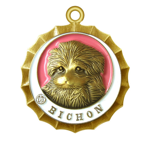 Bichon Dog Id Tag Antique Gold Finish - Tags4Tails