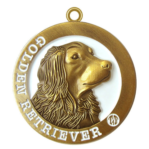 Golden Retriever Dog Id Tag Antique Gold Finish - Tags4Tails