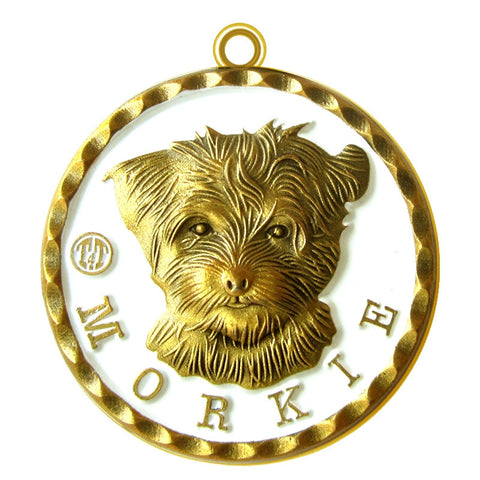 Morkie Dog Id Tag Antique Gold Finish - Tags4Tails