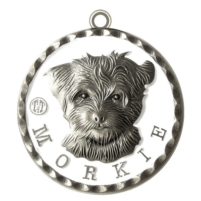 Morkie Dog Id Tag Antique Silver Finish - Tags4Tails