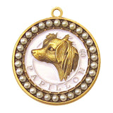 Papillon Dog Id Tag Antique Gold Finish with Pearls - Tags4Tails