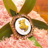 Miniature Schnauzer Dog Id Tag Antique Gold Finish with Pink Stones - Tags4Tails